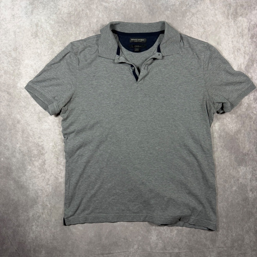 Banana Republic Luxury Touch Polo Shirt Mens Large Gray Standard Fit Short Slv